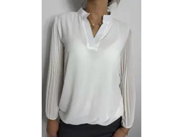Bluse-V-Plissee