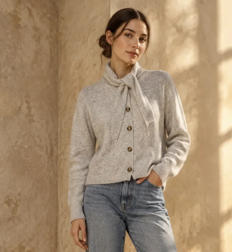 Cardigan mit Tuch