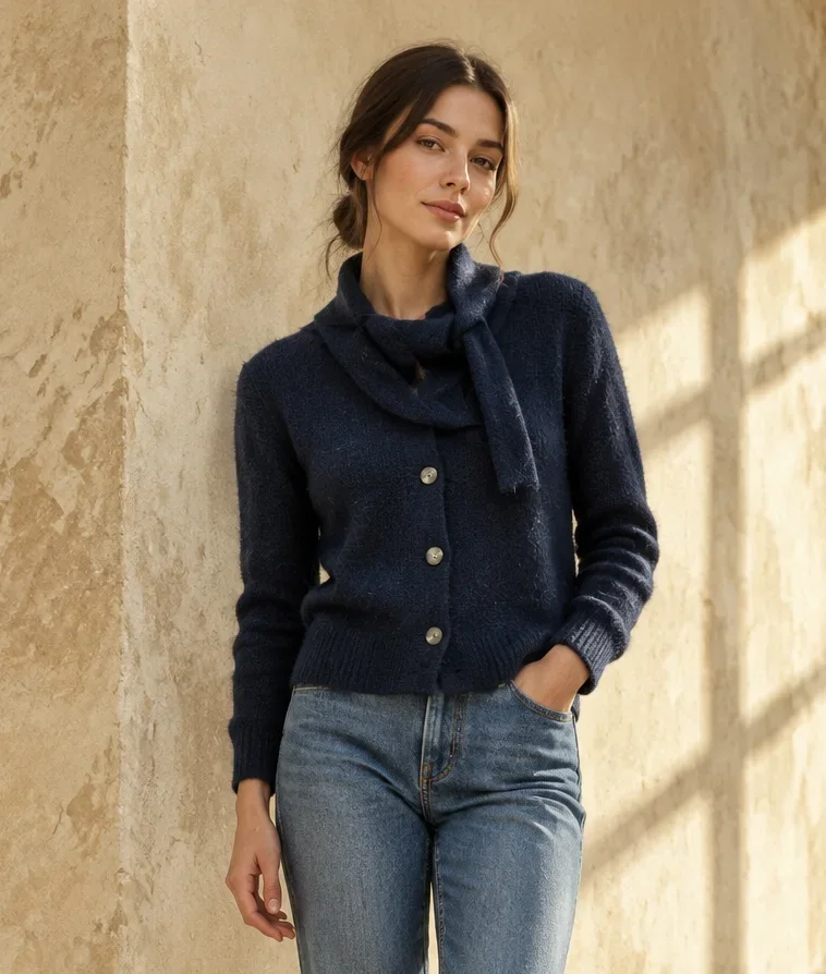 Cardigan mit Tuch