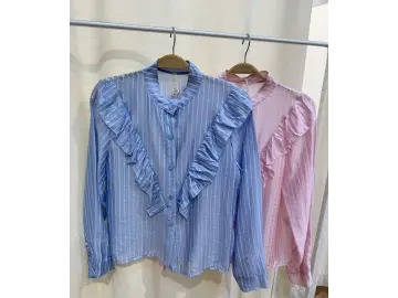 Bluse-Stripe Rüsche