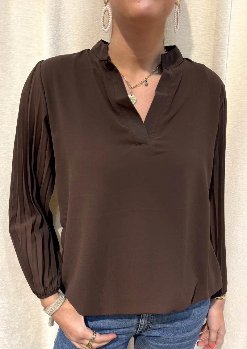 Bluse-V-Plisee