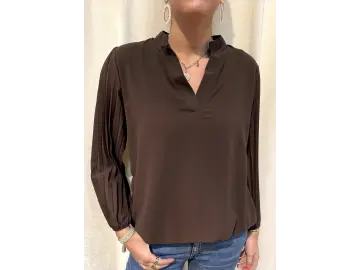 Bluse-V-Plisee