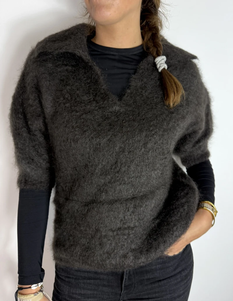 Pullover-Kid Mohair Kragen
