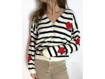 Cardigan-Stripe/Heart