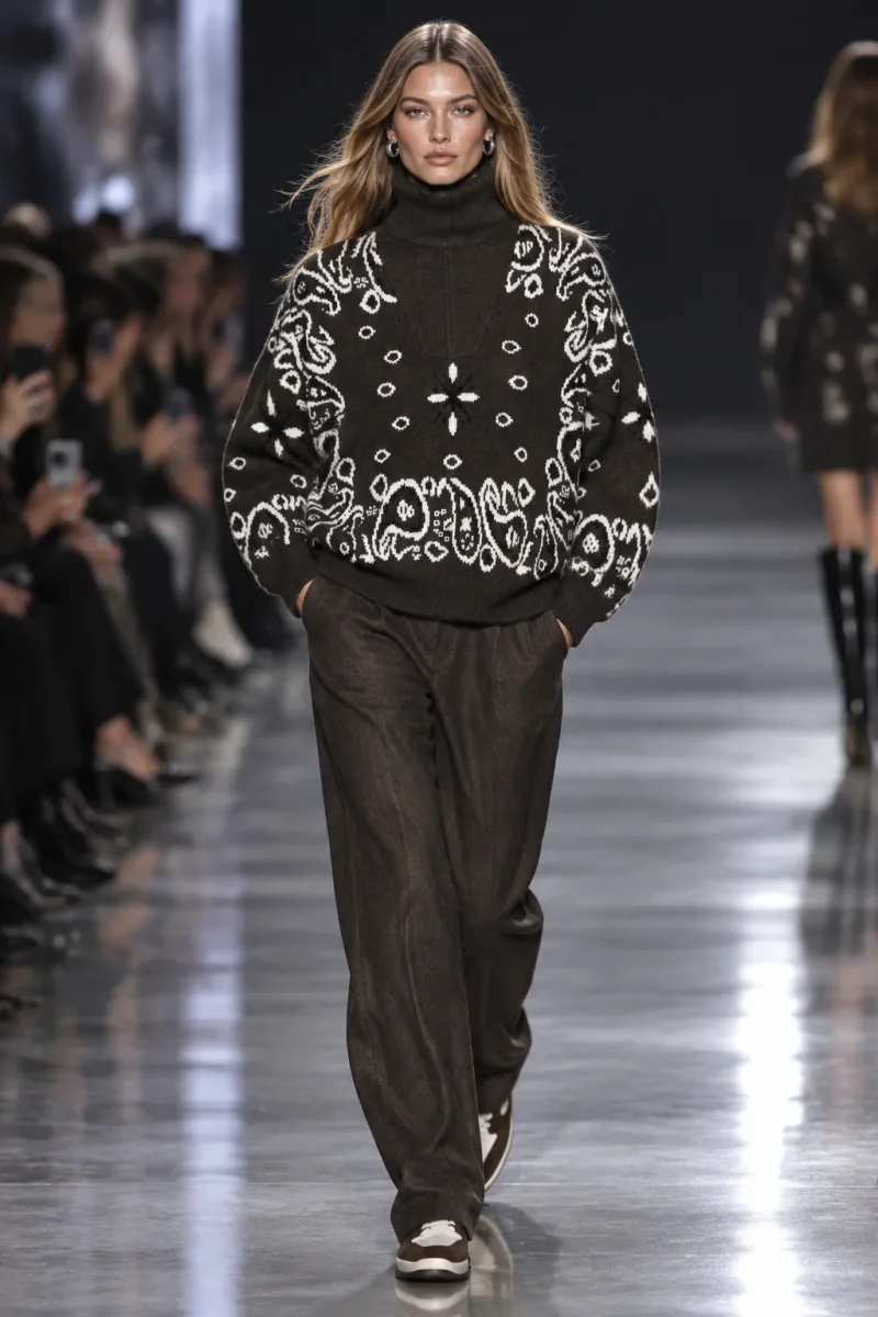 Pullover-Paisley zip