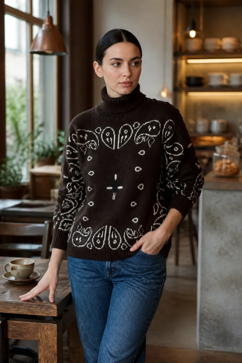 Pullover-Paisley Button